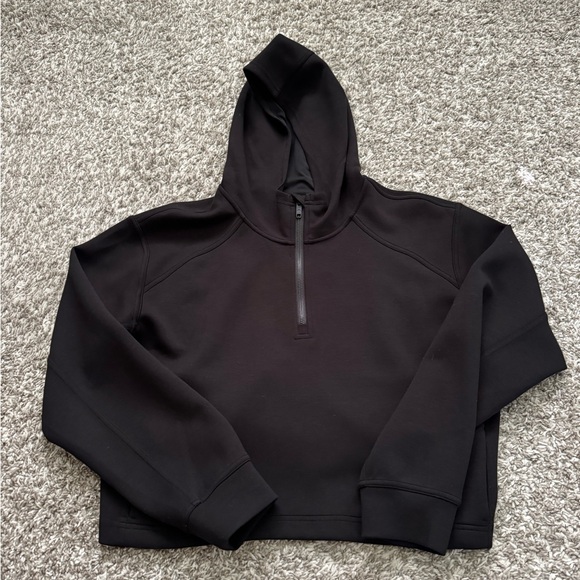Lululemon Black Cropped Half Zip Hoodie Sweatshirt - Picture 3 of 4
